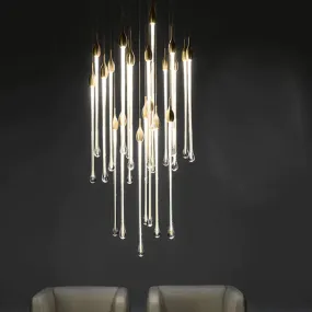 Stair Lamp Hanging Wire Drop Glass Chandelier Simple Duplex Building Jump Floor Bar Combination Lamp