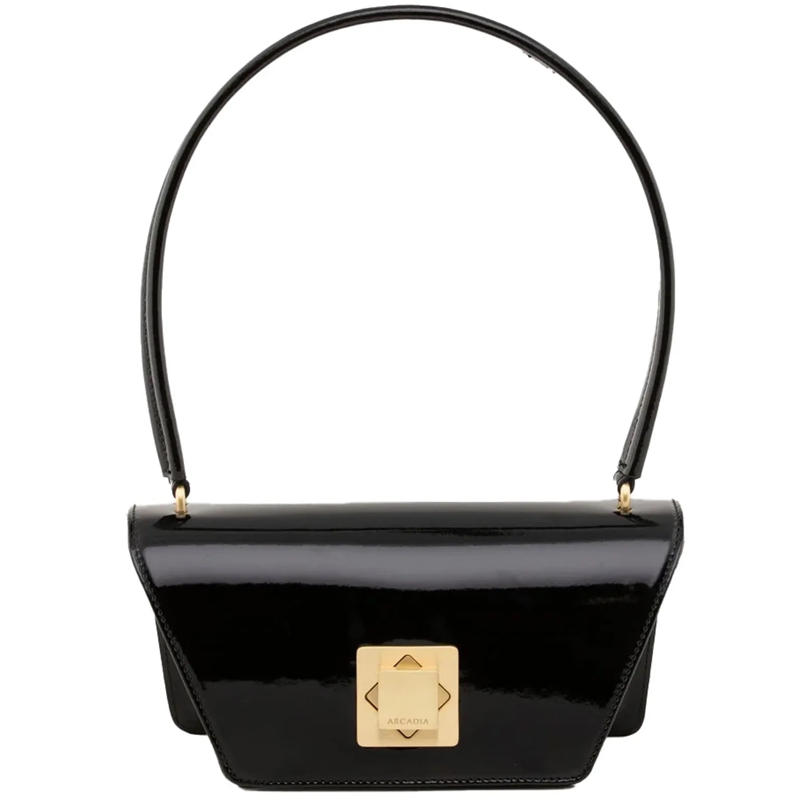 Trapeze Small Satchel in Black Patent