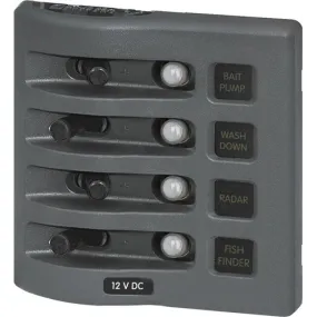 WeatherDeck 12V DC Waterproof Circuit Breaker Panel - Gray 4 Positions