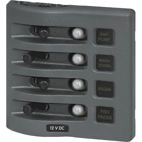 WeatherDeck 12V DC Waterproof Circuit Breaker Panel - Gray 4 Positions