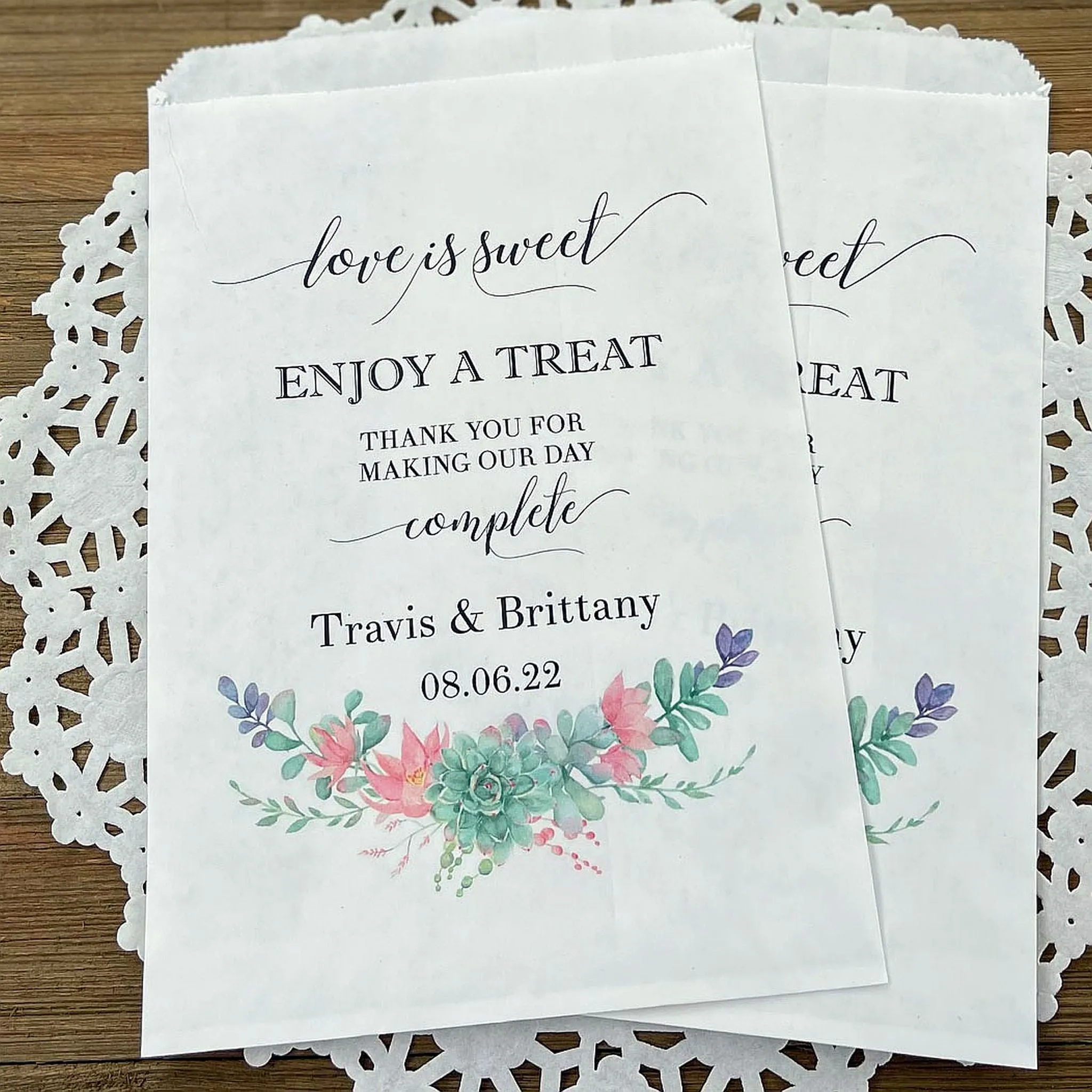 Wedding Succulent Favor Bags