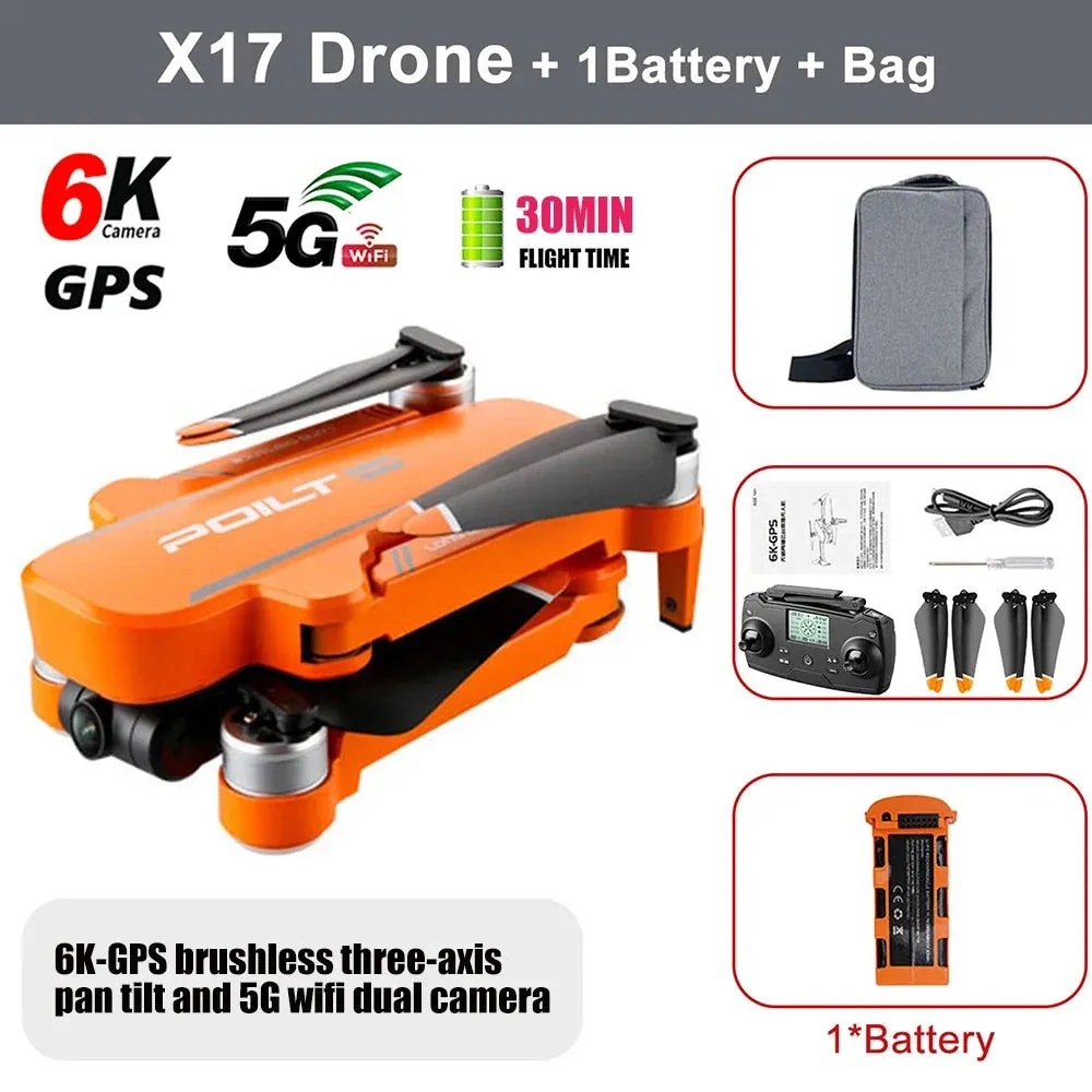 X17 Rc Drone 6K Professional Dual HD Camera 5G GPS Quadcopter.