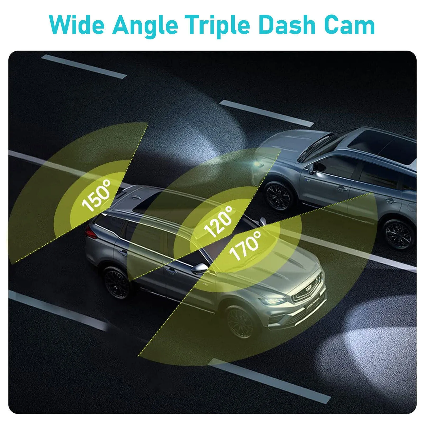 Y15 Car Dvr Dash Cam 3 Cameras Ips Hd 1080p Wide Angle Video