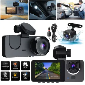 Y15 Car Dvr Dash Cam 3 Cameras Ips Hd 1080p Wide Angle Video