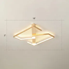 Z-Like Ceiling Mounted LED Flush Mount in Gold - Simplicity Metal Bedroom Light Fixture
