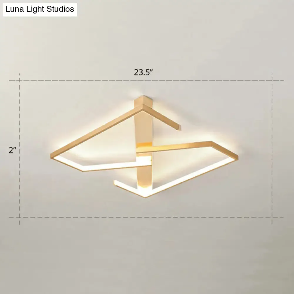 Z-Like Ceiling Mounted LED Flush Mount in Gold - Simplicity Metal Bedroom Light Fixture